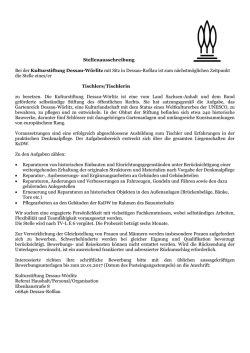 Stellenausschreibung Bei der Kulturstiftung