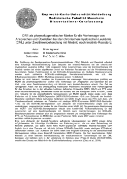 DR1 als pharmakogenetischer Marker f&uuml;r die Vorhersage von