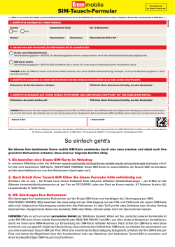 ausgefülltes SIM-Tausch-Formular