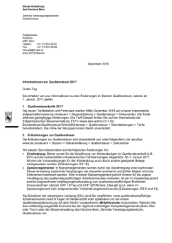 Informationen zur Quellensteuer 2017 Guten Tag Sie erhalten von
