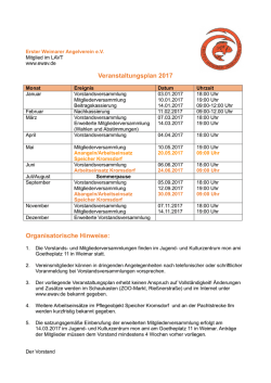 Veranstaltungsplan 2017 Organisatorische Hinweise