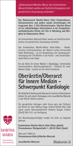 Oberärztin/Oberarzt für Innere Medizin