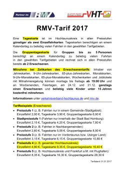 RMV-Tarif 2017 - Verkehrsverband Hochtaunus