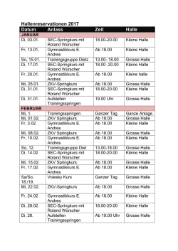 Hallenreservationen 2017 Datum Anlass Zeit Halle