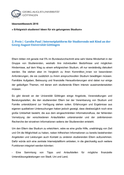 2. Preis | Carolin Paul | Internetplattform f&uuml;r Studierende mit Kind an