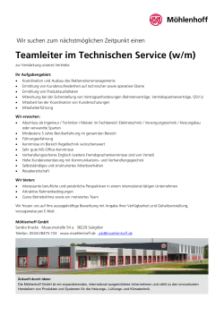 Teamleiter im Technischen Service (w/m)