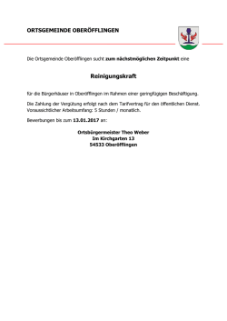 Reinigungskraft - Verbandsgemeinde Wittlich-Land