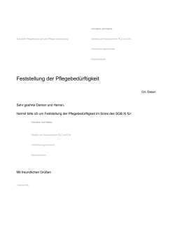 Feststellung der Pflegebed&uuml;rftigkeit