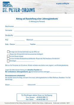 Antrag auf Ausstellung einer Jahresg&auml;stekarte - St. Peter