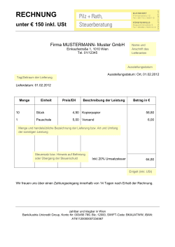 Rechnungsvorlage unter €150 - Pilz-Rath