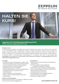 Ingenieur f&uuml;r Vertriebsunterst&uuml;tzung (m/w)