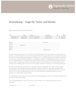 Anmeldung – Yoga für Teens und Kinder