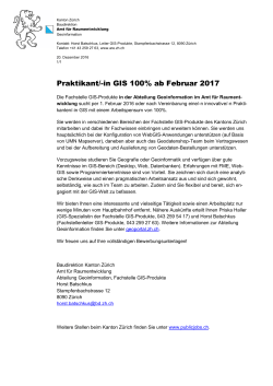 Praktikant/-in GIS 100% ab Februar 2017