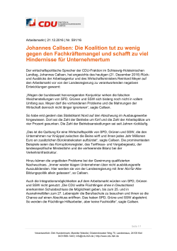 Johannes Callsen: Die Koalition tut zu wenig gegen den