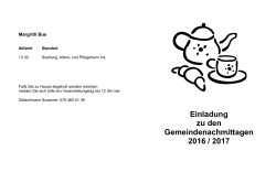 Einladung zu den Gemeindenachmittagen 2016 / 2017
