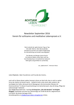 Newsletter September 2016 - Achtsam Leben Ruhrgebiet