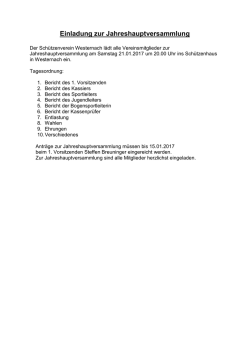 Einladung zur Jahreshauptversammlung