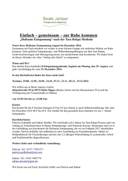 Einfach &ndash; gemeinsam &ndash; zur Ruhe kommen