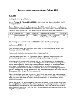 Zwangsversteigerungstermine im Februar 2017