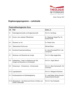 Liste der Lehrbriefe des Ergänzungsprogramms im