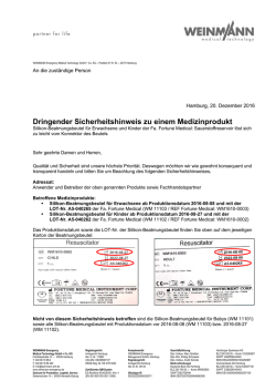 Dringender Sicherheitshinweis zu einem Medizinprodukt