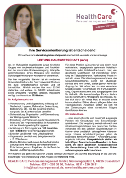 Jobbörsenprofil 1466 Leitung Hauswirtschaft