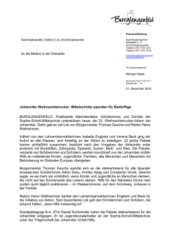 Johanniter Weihnachtstrucker: Mittelsch&uuml;ler spenden f&uuml;r Bed&uuml;rftige