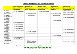 Gottesdienste in der Weihnachtszeit
