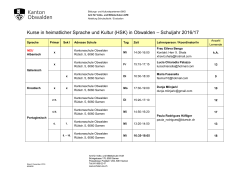Kurse in Obwalden Schuljahr 2016-17