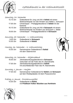 Gottesdienste in der Weihnachtszeit