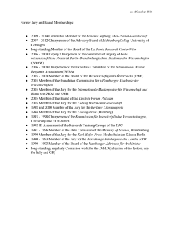 Former Jury and Board Memberships: • 2009