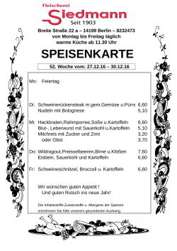 speisenkarte - Fleischerei Siedmann