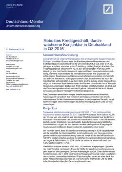 Deutschland-Monitor Robustes Kreditgeschäft, durch