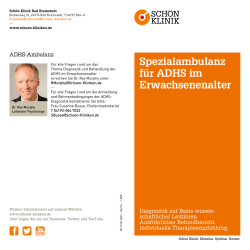 Spezialambulanz f&uuml;r ADHS im Erwachsenenalter