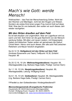Gottesdienst auf dem Feld - Mennonitengemeinde Bammental