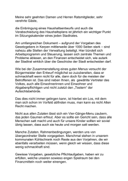 Haushaltsrede des B&uuml;rgermeisters