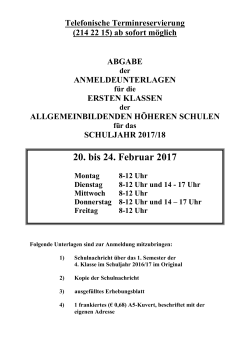 20. bis 24. Februar 2017