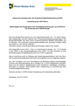 Feststellung der UVP-Pflicht - Rhein-Neckar