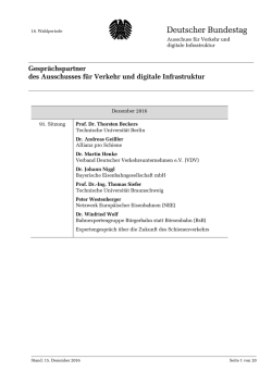 Gesprächspartner des Ausschusses für Verkehr und digitale