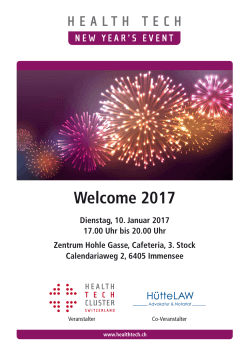 Welcome 2017 - Health Tech Cluster Switzerland