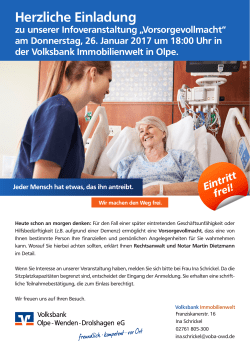 Herzliche Einladung zu unserer Infoveranstaltung &bdquo;Vorsorgevollmacht&ldquo;