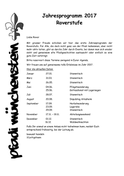 Jahresprogramm 2017 Roverstufe
