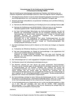 Voraussetzungen f&uuml;r die Verleihung des Verbandssiegels