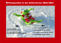 Öffnungszeiten in den Winterferien 2016/2017 2017