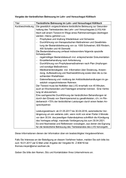 Vergabe der tierärztlichen Betreuung im Lehr- und
