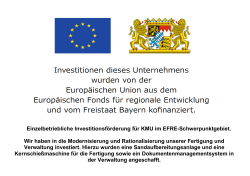 Einzelbetriebliche Investitionsförderung für KMU im EFRE