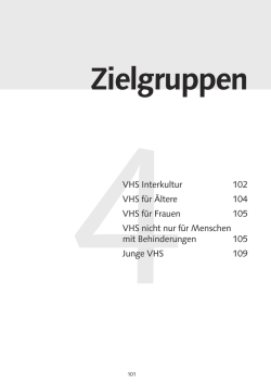 Zielgruppen (VHS Interkultur, VHS für Ältere, VHS für Frauen, VHS