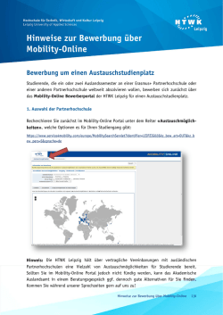 Hinweise zur Bewerbung über Mobility-Online