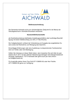 Stellenausschreibung Die Gemeinde Aichwald sucht zum