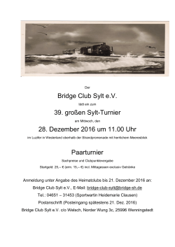 Bridge Club Sylt e.V. 39. großen Sylt